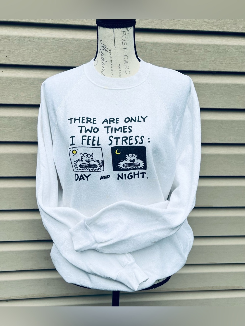 Vintage 90s Cat Shoebox Greetings Hallmark Funny Humor CrewNeck
